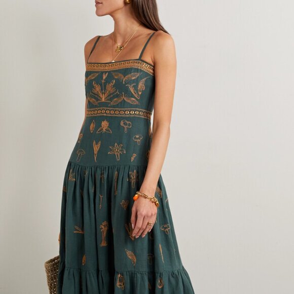 Agua Bendita Dresses & Skirts - Agua Bendita Lima Setas Linen Maxi Dress